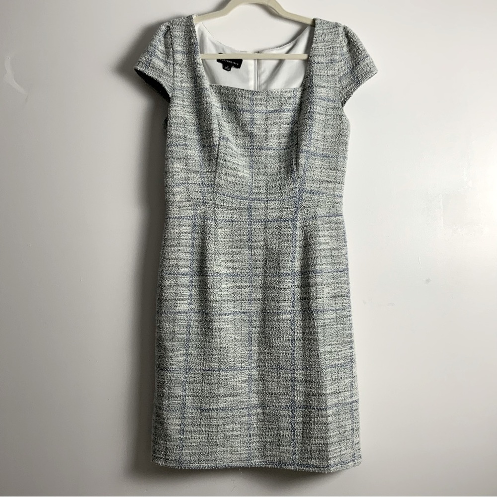 NWOT Fortune & Ivy Boucle Blue/White with Metallic Thread Dress, Size S